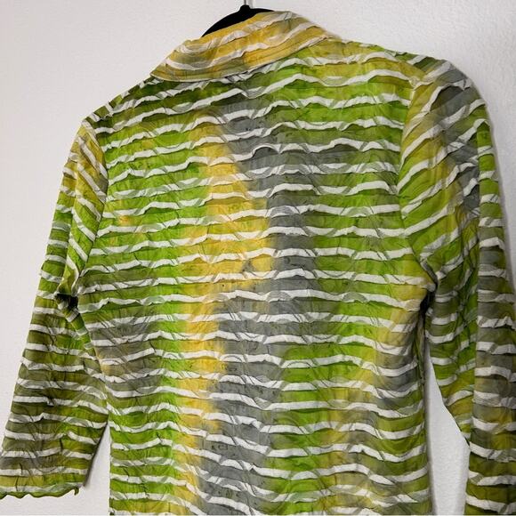 Snoskins XS Jacket Zip Front Textured Crinkle Green Yellow Lightweight - Picture 7 of 8